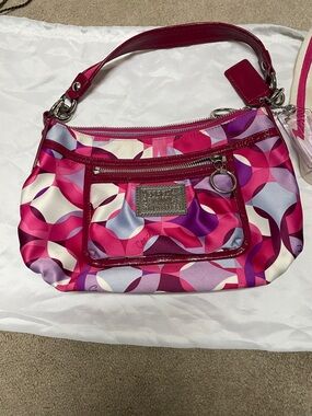 Coach Multicolor Pink Geometric Shoulder Bag Poppy